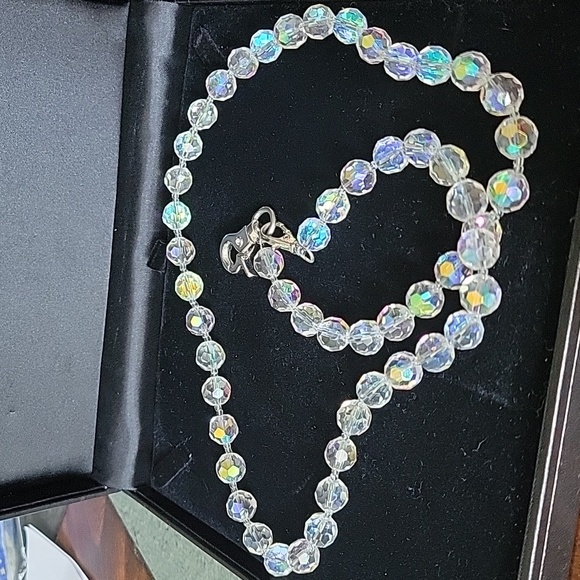 VTG Crystal Clear Beaded Lanyard / Necklace 14" Long - Picture 3 of 4